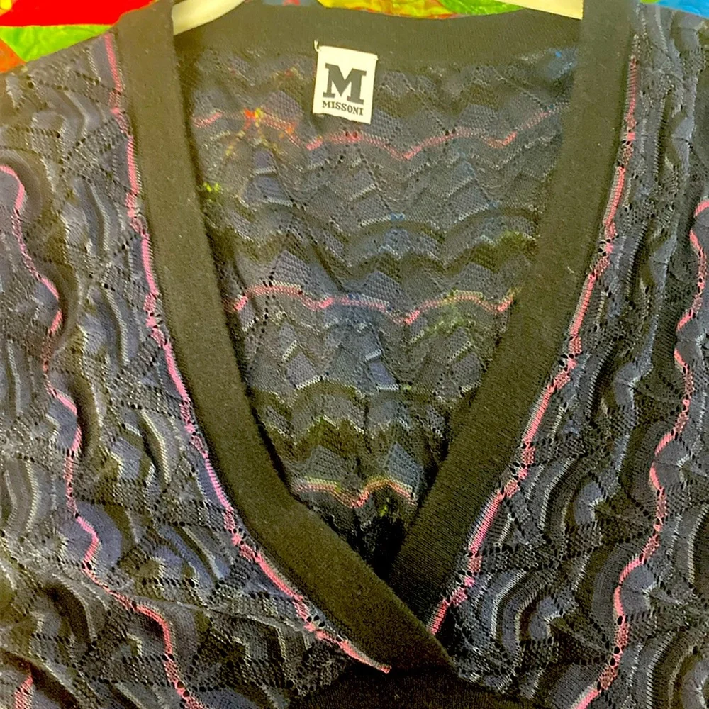 M MISSONI V-neck Classic Knit Mini Dress, size 42/US 6 - Picture 3 of 10